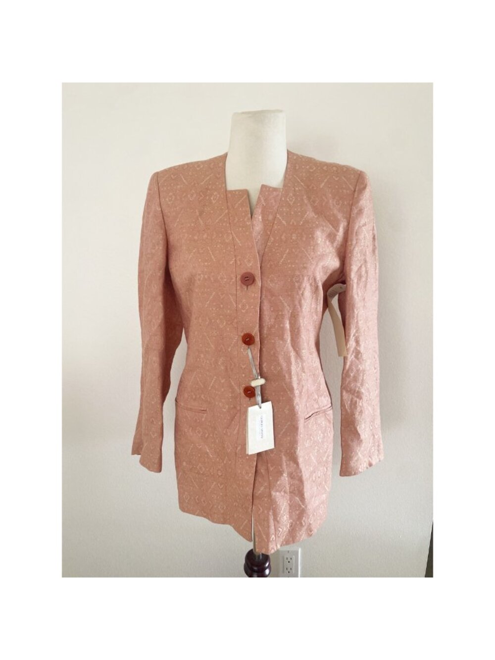 NWT Vintage Giorgio Armani Le Collezioni Blazer Jacket Patterned Pink